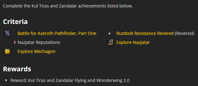 BFA Pathfinder, Part Two achievements